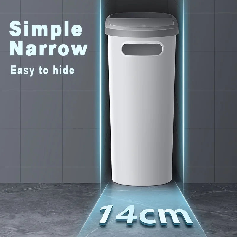 10L Press-Type Bathroom Trash Can with Lid