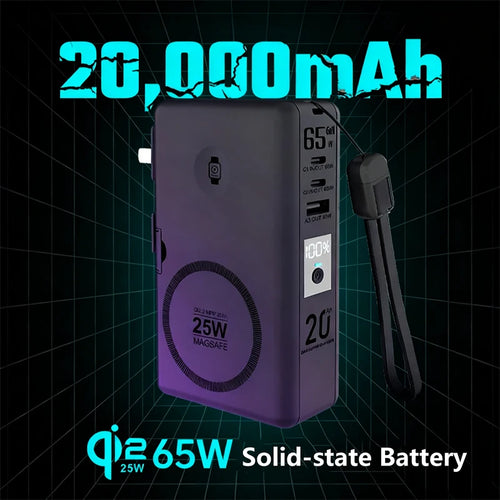 65W GaN USB Type C Charger Power Bank 20000mAh