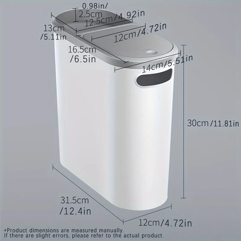 10L Press-Type Bathroom Trash Can with Lid